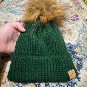 Green Knit Pom-Pom Beanie for Kids